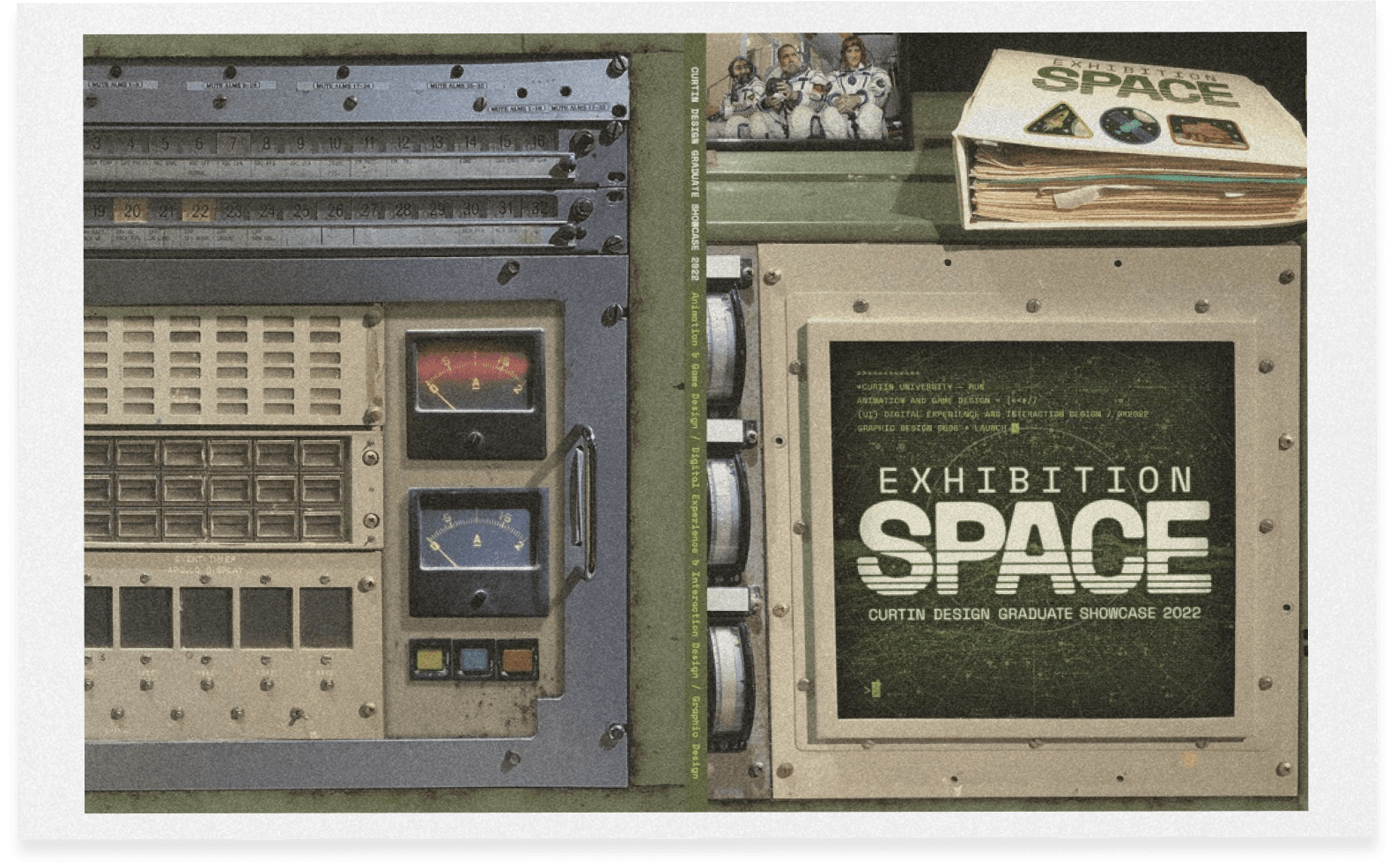 Graphic of an old computer with exhibition space written on the screen